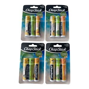 Chapstick Tropical Paradise Lip Balm Coconut Key Lime Mango 3 Pk X 4 NEW 12 Tube